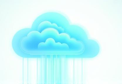Abstract image of cloud computing icons and data flow